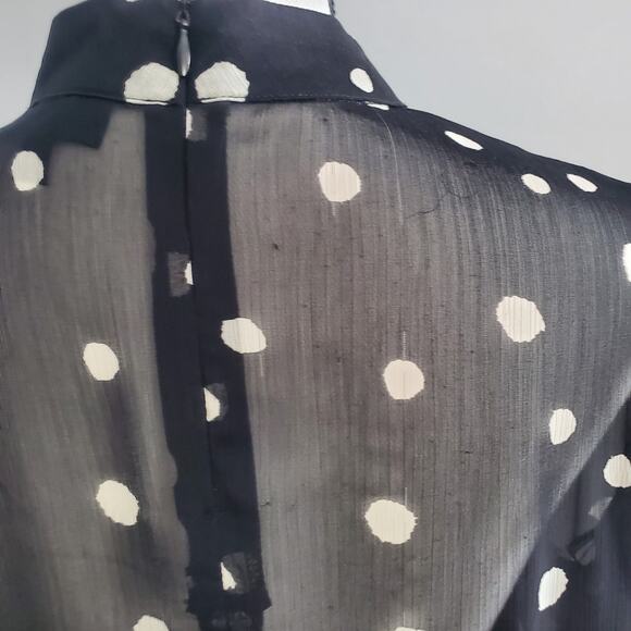 Tops Black & White Polka Dot Sheer Mock Turtleneck Top 4 - Picture 4 of 10